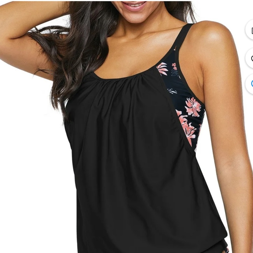 Womens Tankini Swimsuits Two piece Tummy Control Bathing Suit Modest NWT L